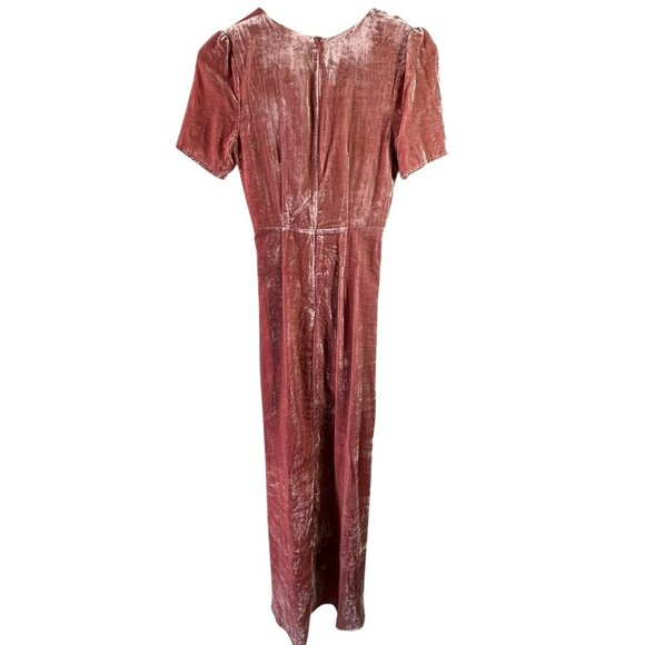 NWT J.O.A. Dusty Pink Crushed Velvet Twist Front Maxi Dress High-Low Size XS - Picture 7 of 7